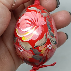 Vintage Hand Painted Rosemaled Wooden Egg image 5