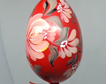 Vintage Hand Painted Rosemaled Wooden Egg