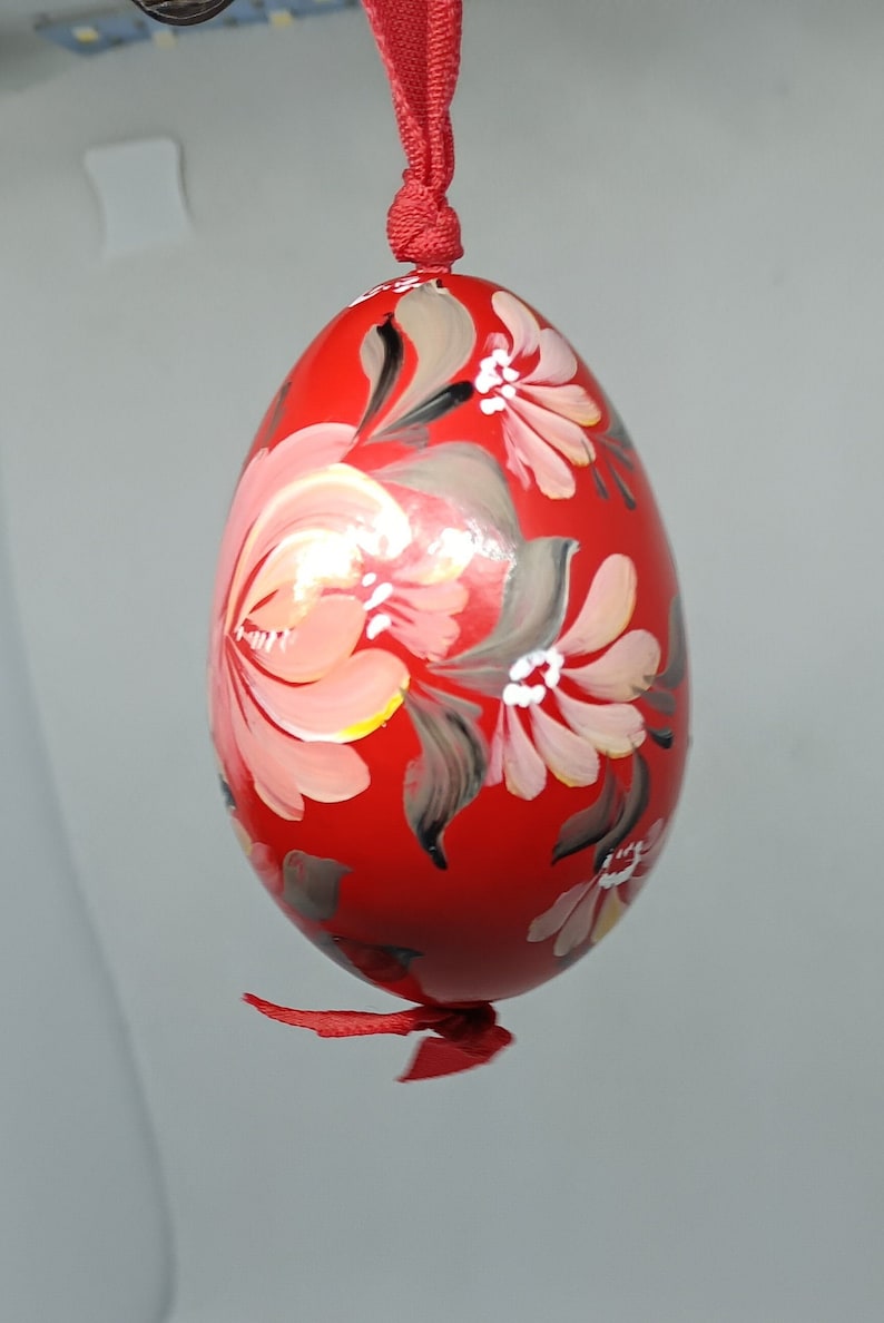 Vintage Hand Painted Rosemaled Wooden Egg image 1