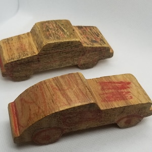 Vintage Wood Block Toy Cars (2 pieces)