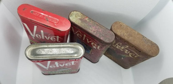 Vintage Velvet Tobacco Tins, 1920s, '30s, '40s, & '50s (4