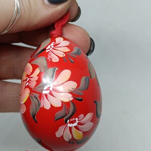 Vintage Hand Painted Rosemaled Wooden Egg image 3