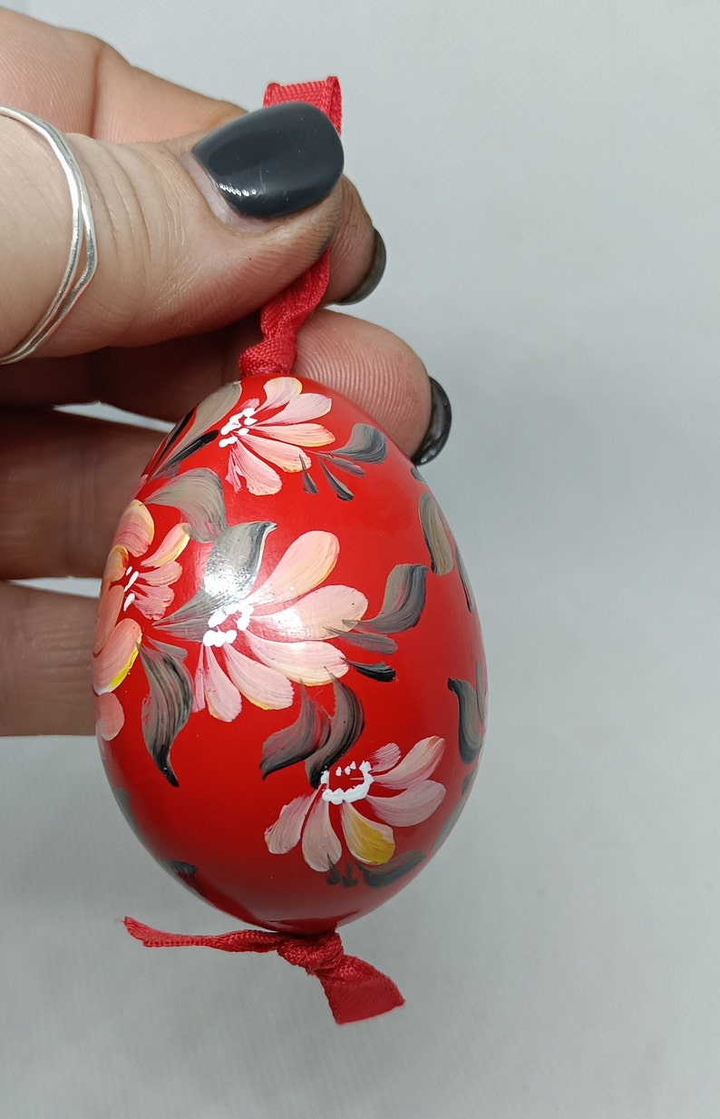 Vintage Hand Painted Rosemaled Wooden Egg image 3