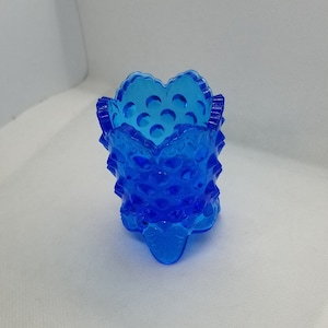 Vintage Fenton Glass Colonial Blue Hobnail Toothpick (or whatever) Holder