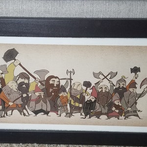 Pack O&#39; Dwarves, Stylized Tolkien Characters Signed Artist Print by D. Brockington