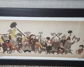 Pack O' Dwarves, Stylized Tolkien Characters Signed Artist Print by D. Brockington