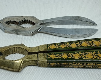 Vintage Unique Brass & Steel Nutcrackers (2 pieces)