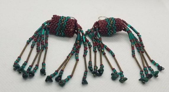 Vintage, Beadwork Earrings - image 2