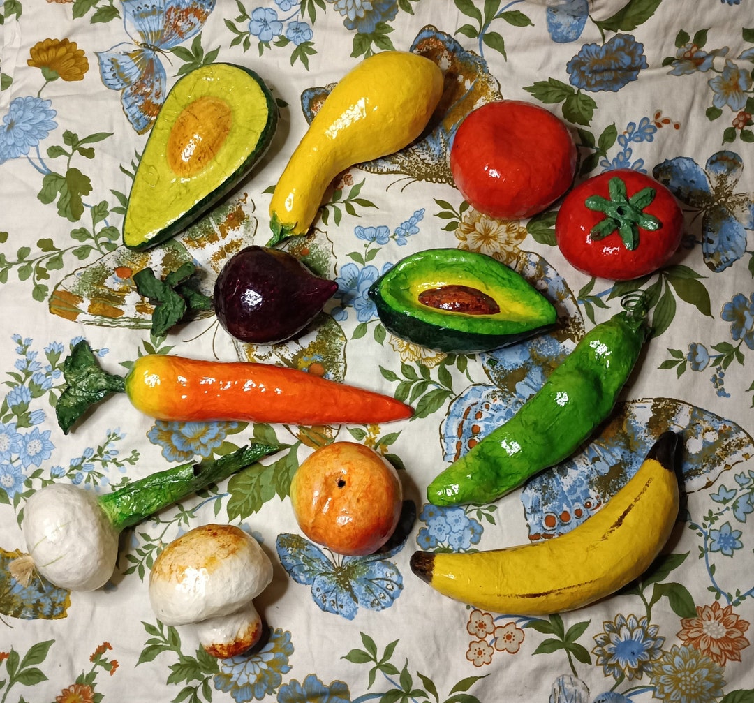 Vintage Mexican Paper Mache Vegetables 12 Pieces Etsy