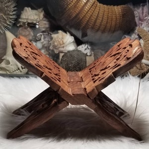 Vintage Hand-Carved Indian Himalayan Jungle Sheesham Wood Folding Book Stand