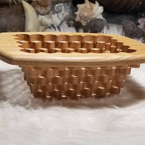 Vintage, Super Unique, Pattern Cut Wood Basket Bowl