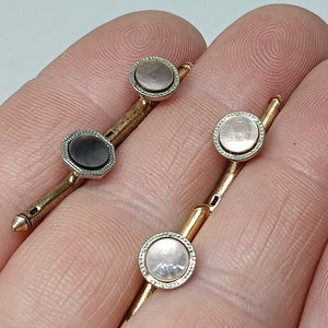 Vintage Art Deco Mother of Pearl Rolled Gold Plate Tuxedo Shirt Studs (4 pieces)