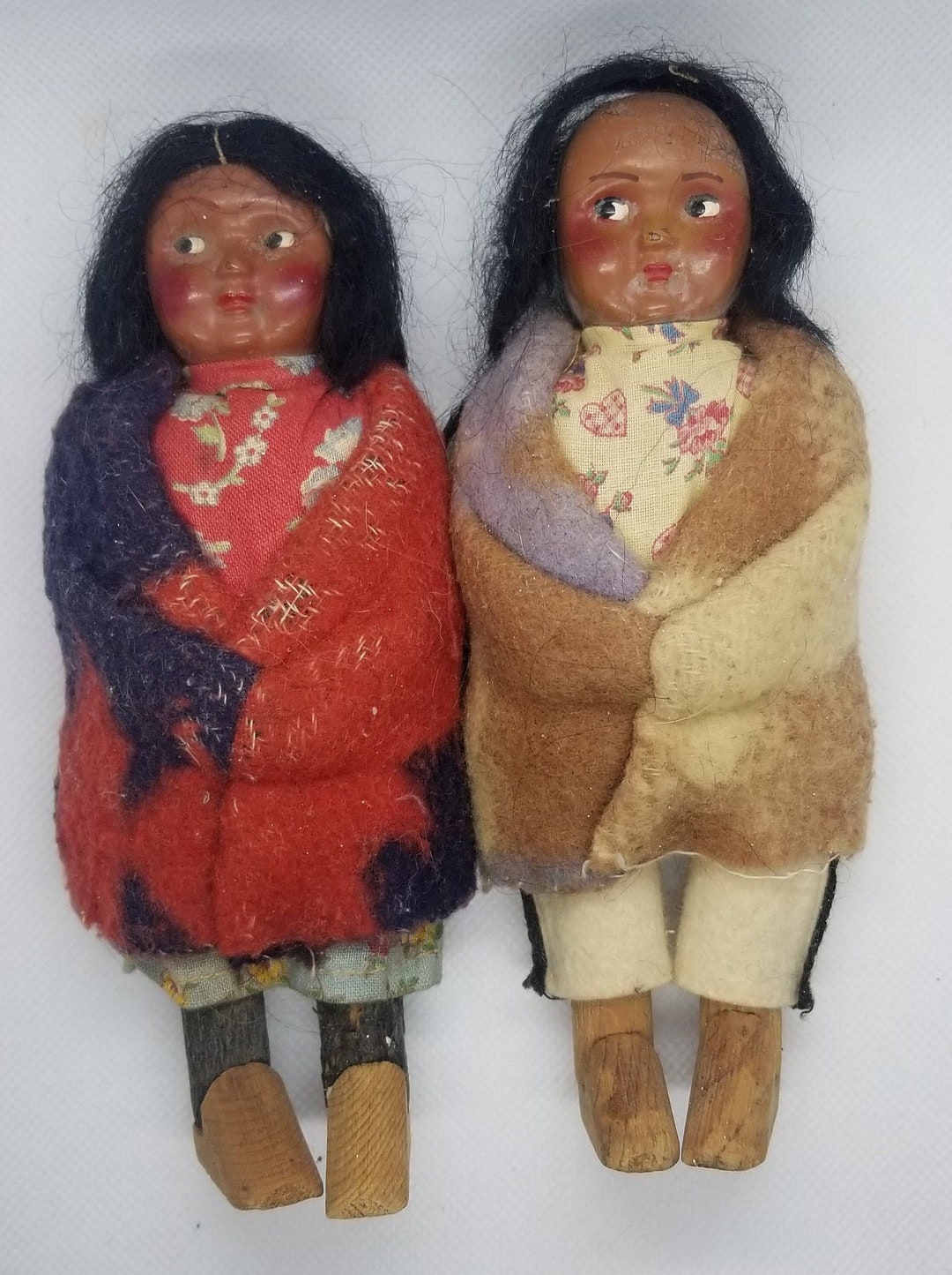 Vintage Skookum Apple Head Composition & Wool Dolls by Mary Dwyer