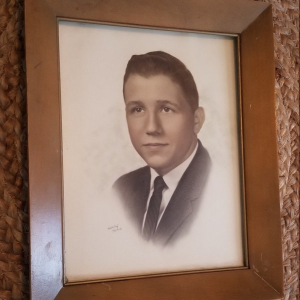 Vintage, Hand Tinted Photograph of Man In Frame