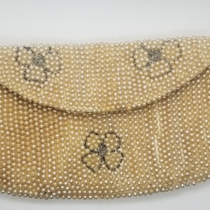 Antique Japanese Made Faux Pearl Beaded Clutch Purse