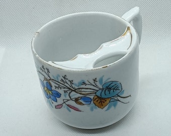 Vintage Ceramic Floral Mustache Mug