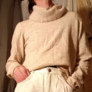 Forte Cream Color Cowl Neck Cashmere Sweater sz M