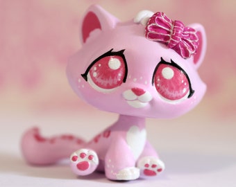 Pastel Pink "Camellia" Cat Kitten (Piaslittlecustoms OC) Littlest Pet Shop LPS custom