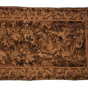 109x48 inches Large size Vintage Tapestry, 19th Century Antique French tapestry, Verdure Tapestry, Antique textile Wall Art Hanging Decor