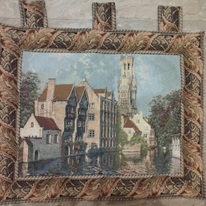 21X17 inches Vintage French Tapestry, Antique Wall Hanging Vintage tapestry, Antique textile Wall Art Hanging Decor Vintage Flemish Tapestry