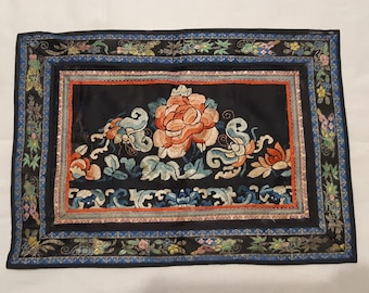 Antique Chinese Qing Dynasty Silk Embroidery wall hanging Panel 13 X 9 INCHES