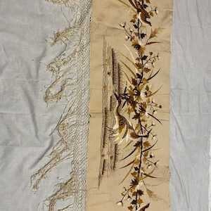 84x14 inches Antique Chinese Tapestry, Antique Chinese Textile Wall Hanging, vintage Chinese Qing Dynasty Hand Embroidered Silk Panel