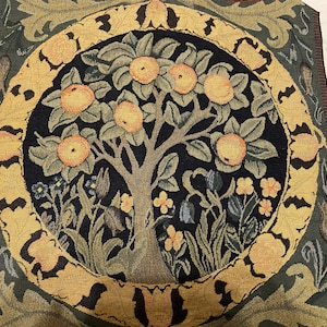 19X19 inches Vintage tapestry, Vintage French Tree of life Tapestry, Antique Wall Hanging, Vintage textile Wall Art Hanging Decor