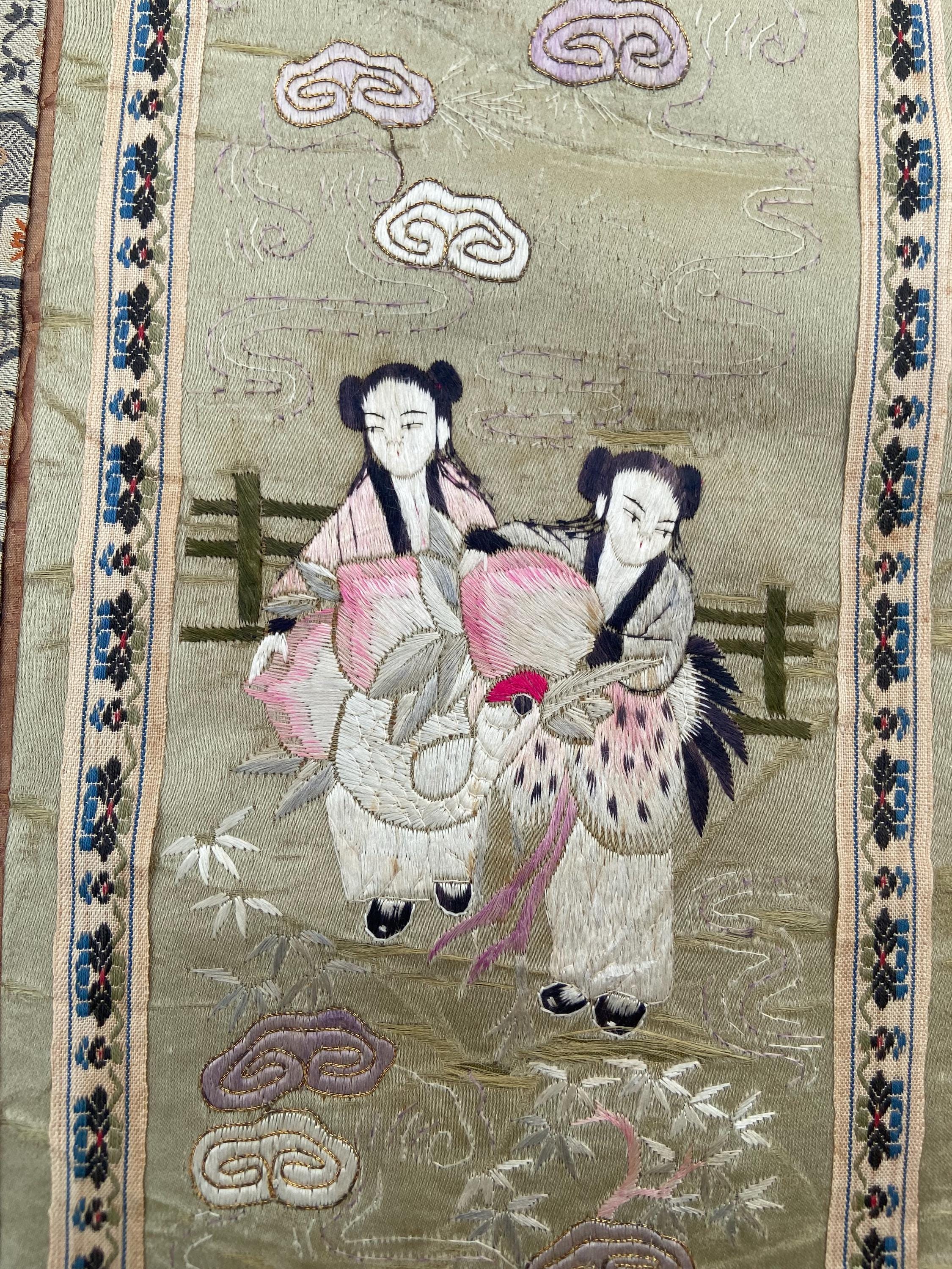 5番 中国 清代 古代刺繍 タペストリー 中国骨董 金糸