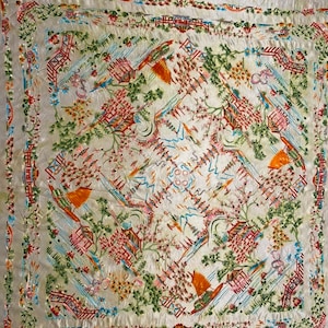 Antique chinese silk rare hand embroidered piano shawl  Piano shawl colourful flamenco Mantón de Manila spanish shawl butterflies birds