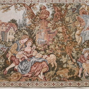 27X14 inches Vintage French Tapestry, Antique Wall Hanging, Vintage tapestry, antique textile Wall Art Hanging Decor