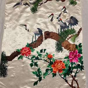 Antique Chinese Tapestry Vintage Chinese figural Textile Wallhanging Antique  Qing Dynasty Rare Phoenix bird Hand Embroidery Silk Panel41X28