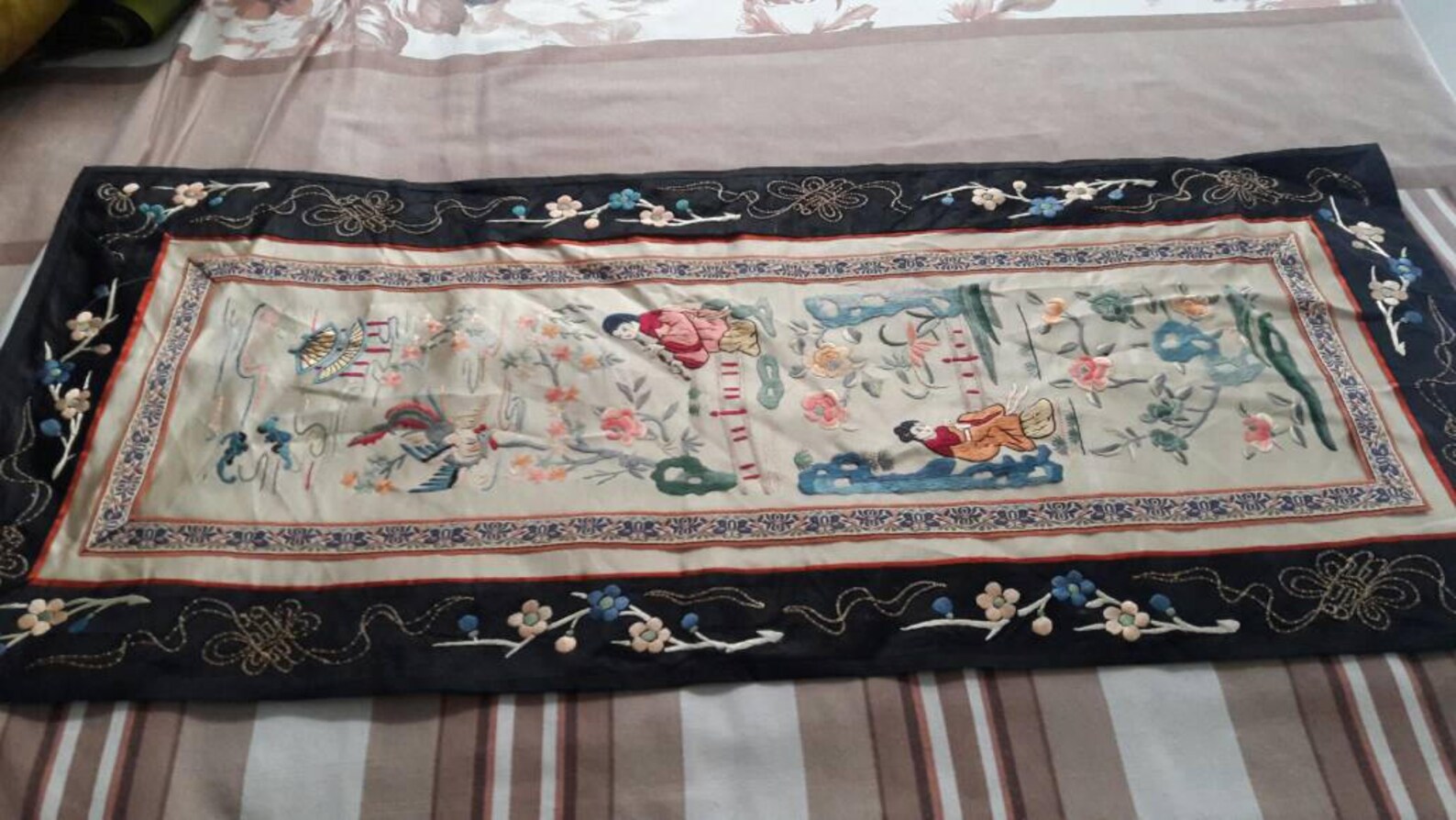 Antique chinese silk embroidered panels stunning wall hanging Etsy