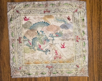 Antique Qing Dynasty Chinese Silk Tapestry: Hand Embroidered Figural Panel
