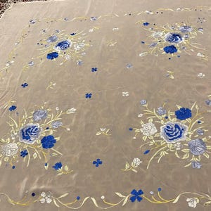 Antique chinese silk rare hand embroidered piano shawl  Piano shawl colourful flamenco Mantón de Manila spanish shawl butterflies birds
