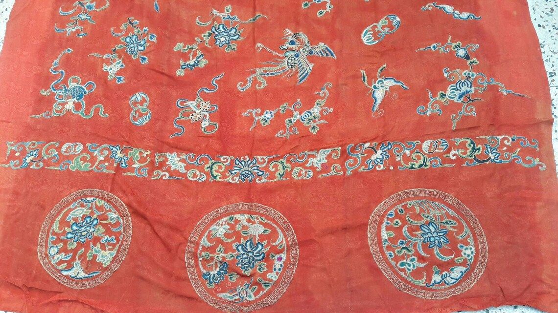 Wall hanging Antique Chinese silk forbidden stitched kesi Etsy