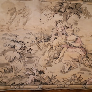 55X19 inches Vintage French Tapestry, Antique Wall Hanging, Vintage tapestry, antique textile Wall Art Hanging Decor