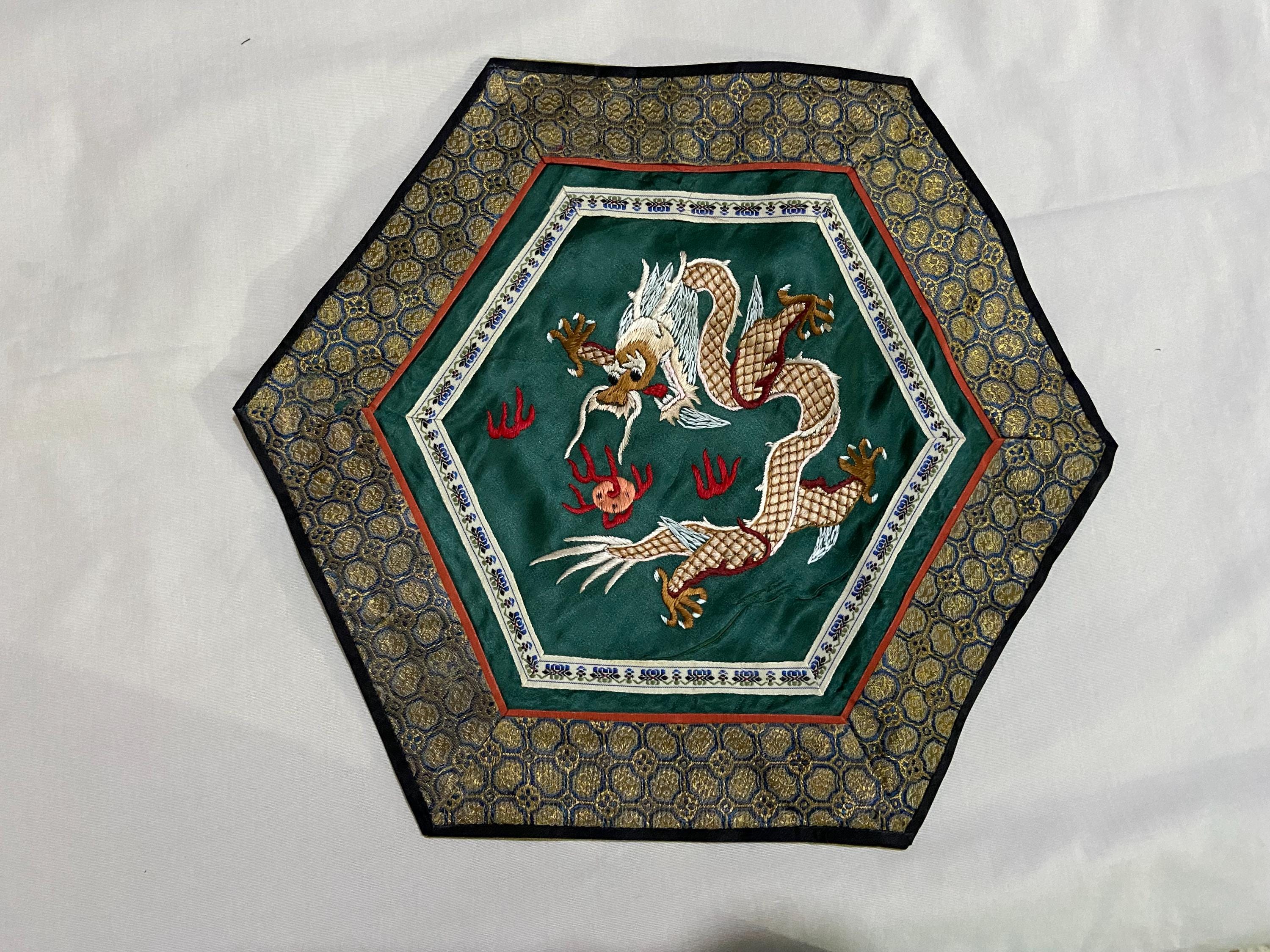 未使用 中国骨董 シルク 刺繍 ハンド刺繍 タペストリー 美術品 シルク