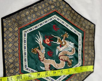 中国のアンティークシルクタペストリー：清朝の龍の刺繍 - Etsy 日本
