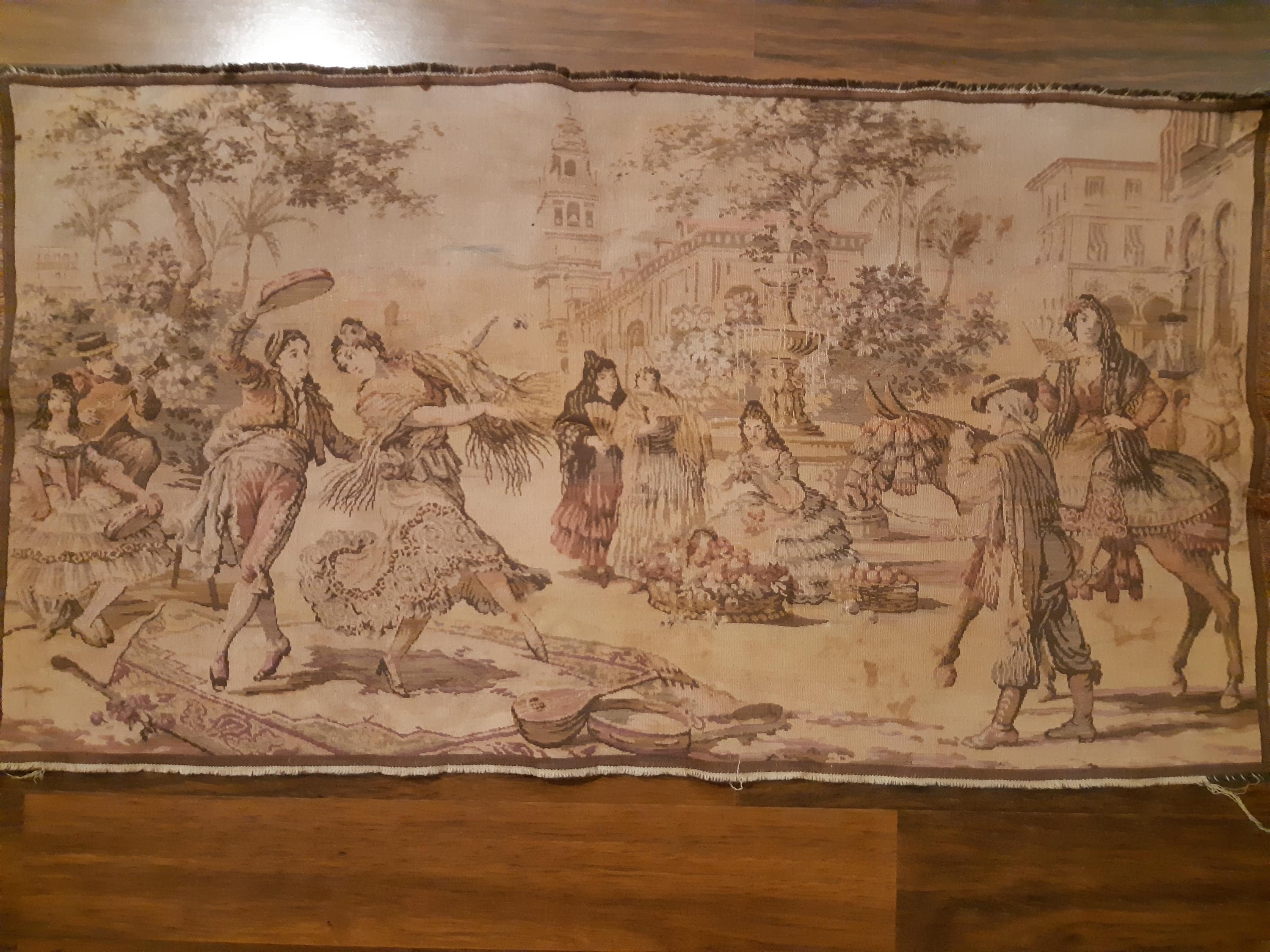 Grande Tapisserie Murale Victorienne 19ème – 63x23 Cm