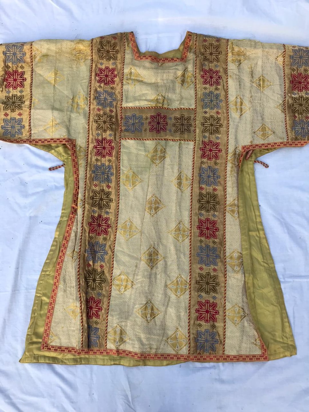 1800s Gold Lame Chasuble Clergy Dress Vestment Priest Robe W