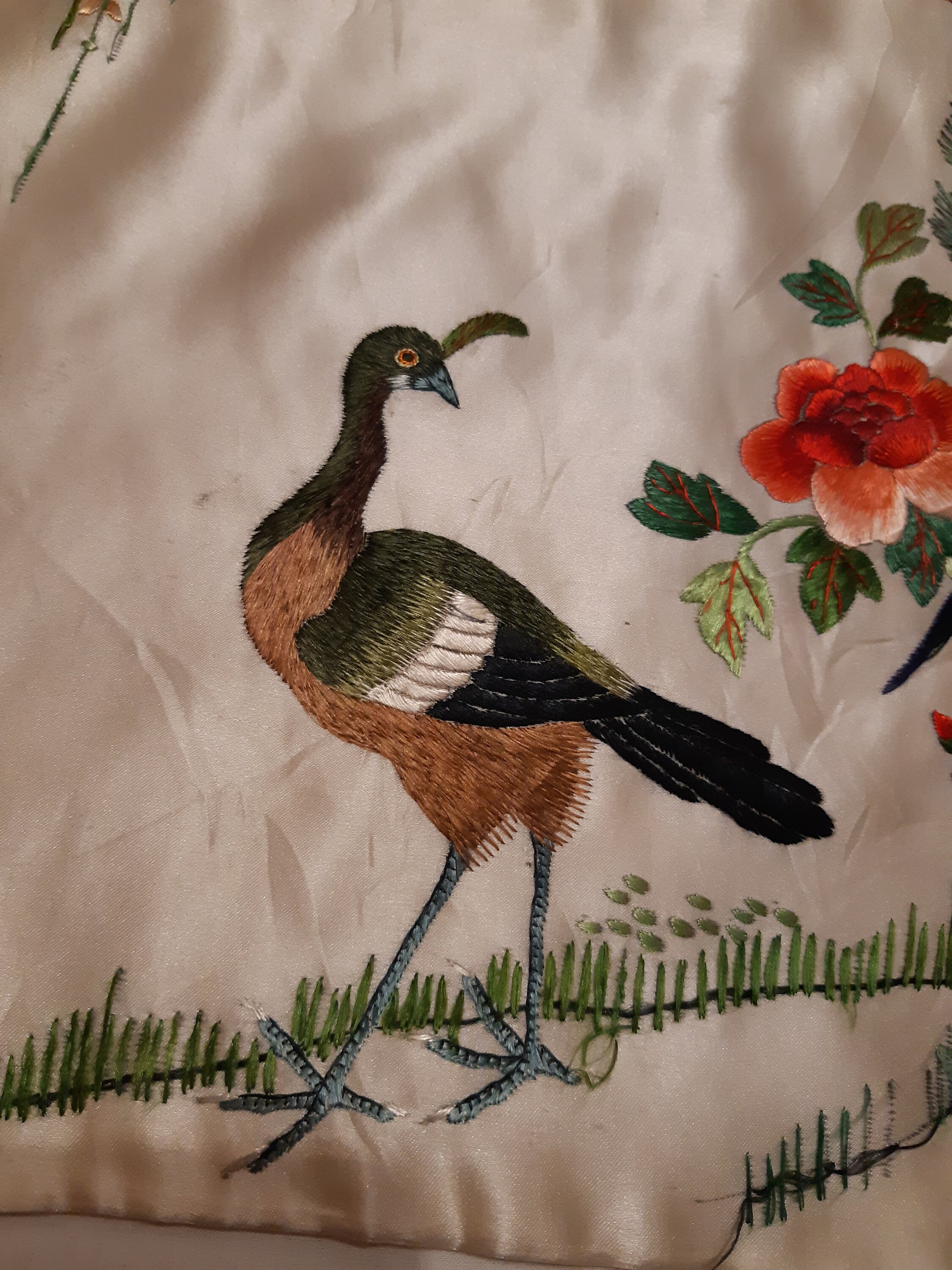 Antique Chinese Qing Dynasty Silk Embroidery Wall Hanging