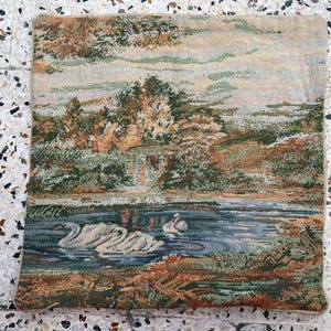 14X14 inches Vintage French Tapestry cushion cover Vintage tapestry cushion cover Antique textile Art Vintage French Pillowcase