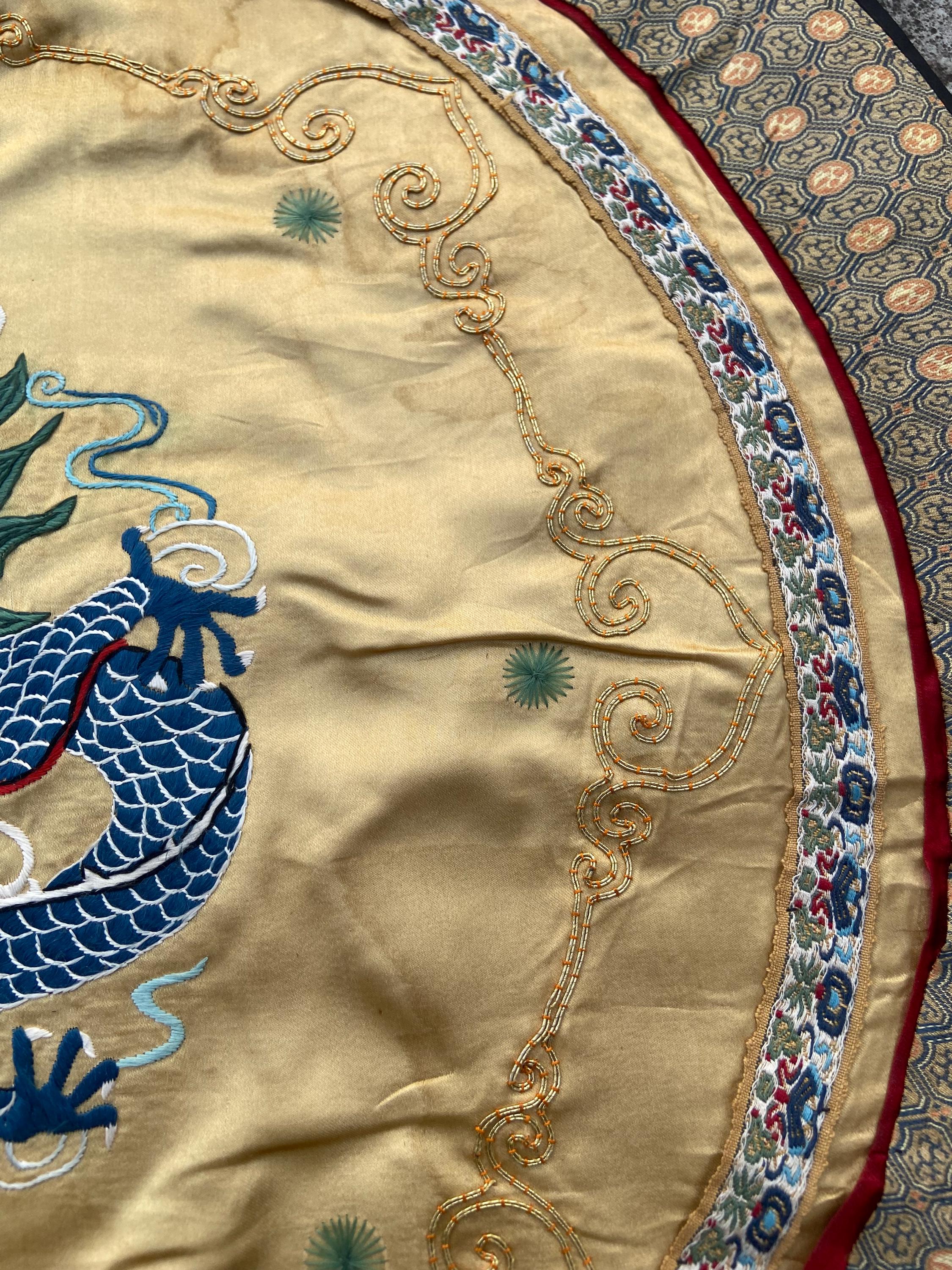 中国のアンティークシルクタペストリー：清朝の龍の刺繍 - Etsy 日本