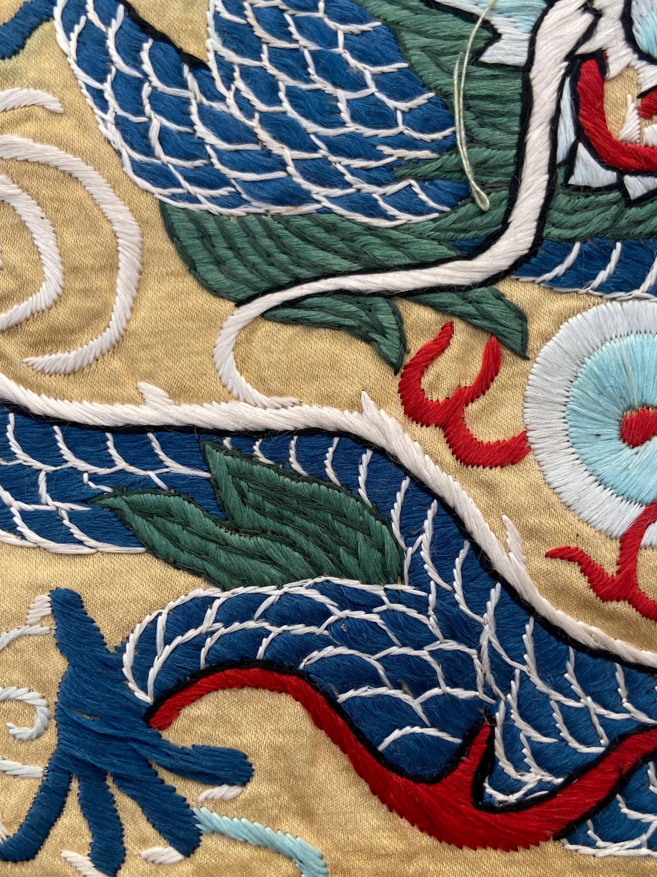 中国のアンティークシルクタペストリー：清朝の龍の刺繍 - Etsy 日本