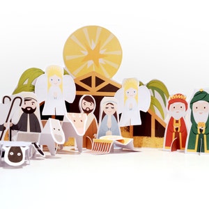 Printable PDF Paper Toy - Nativity - Cut And fold Paper Toy - DIY Craft Kit - Party Favor - Christmas Decoration - Self Assembly Toy