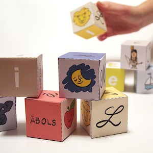 Latvian Alphabet Cubes, Printable PDF Toy  - DIY Craft Kit, Paper Toy, Learn Letters, Fun learning