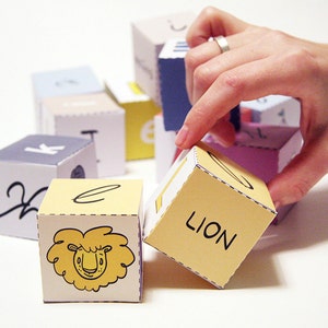 English Alphabet Cubes, Printable PDF Toy  - DIY Craft Kit, Paper Toy, Learn Letters, Fun learning