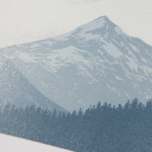 Mountain Dusk A4 Print Scottish Highlands, Mountain Landscape Limited Edition Original Reduction Linocut image 10