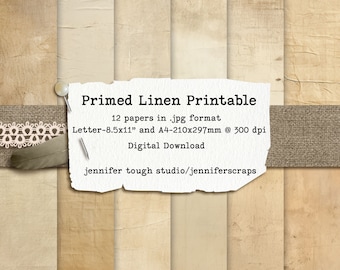 Primed Linen Texture Printable digital papers for junk journals, paper crafts, and commercial use. A4 and Letter size.