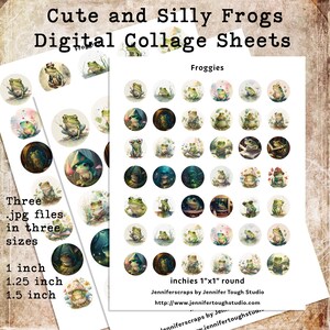Frog Collage Sheet, Round Images (Digital Download)
